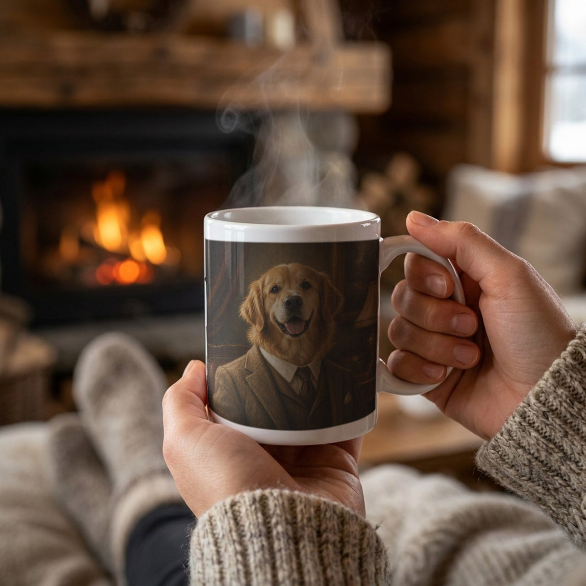 Personalisierte Haustier-Tasse im KI-Kostüm