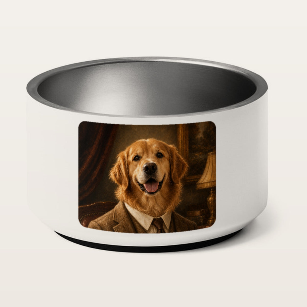 Personalisierter Futternapf mit KI-Hundeporträt – Mockup