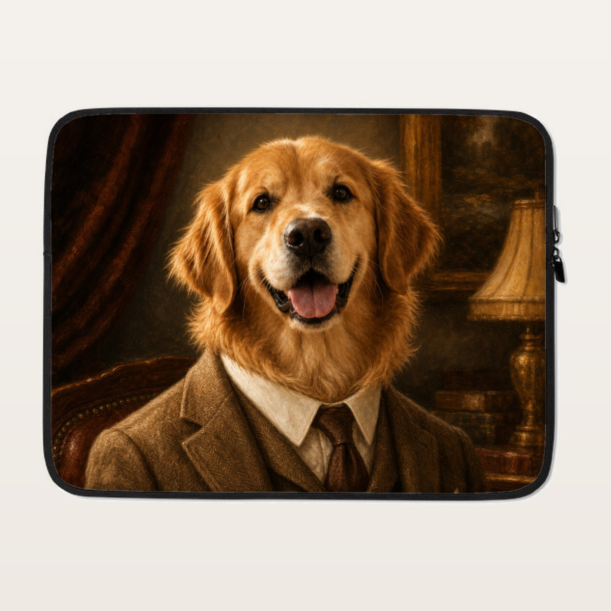 Personalisierte Laptophülle mit KI-Hundeporträt – Mockup