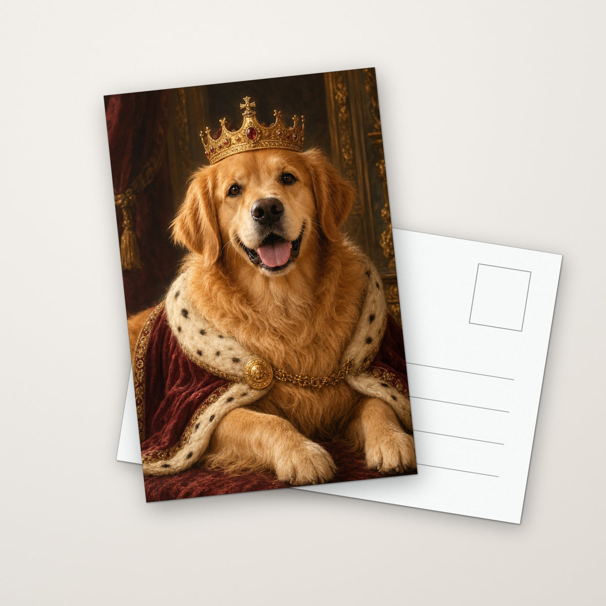 Personalisierte Postkarte mit KI-Hundeporträt – Mockup